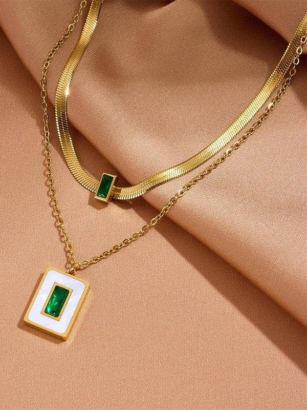 Anti-Tarnish Double Chain Pendant