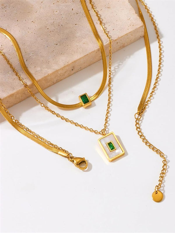 Anti-Tarnish Double Chain Pendant