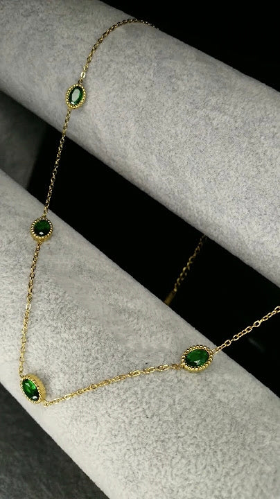 Anti-Tarnish Green Stone Pendant