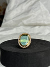 Diamond Studded Mint Green Kundan Adjustable Ring