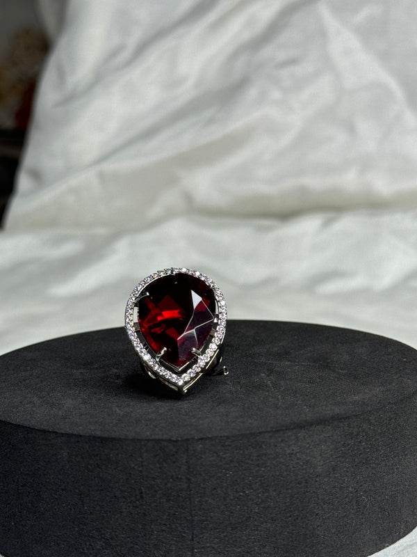 PEAR CUT STONE WITH AMERICAN DIAMOND ADJUSTABLE RING