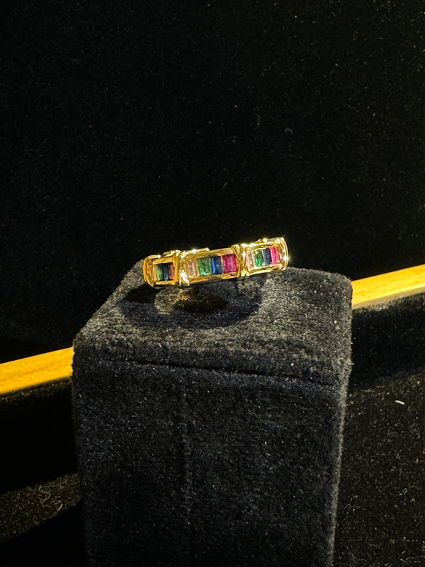 Multicolor Rhinestone Gold Toned Ring