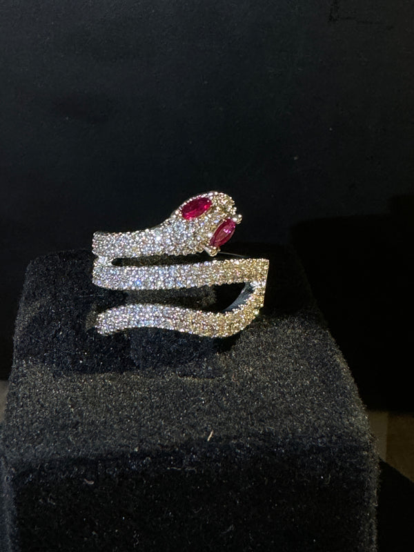 Women Gold-Plated Stone Studded Adjustable Snake Ring