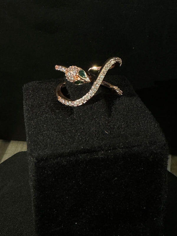 Artistically Designed Snake Zircon Studded Adjustable Ring