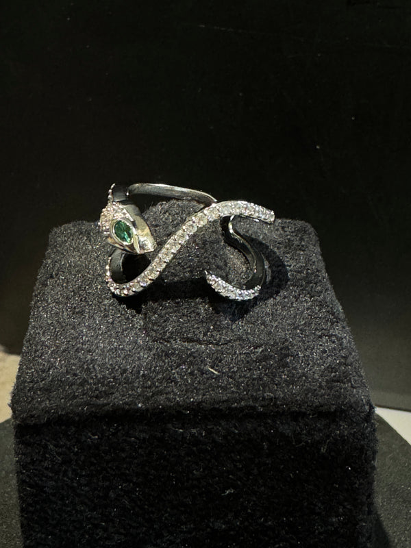 Artistically Designed Snake Zircon Studded Adjustable Ring