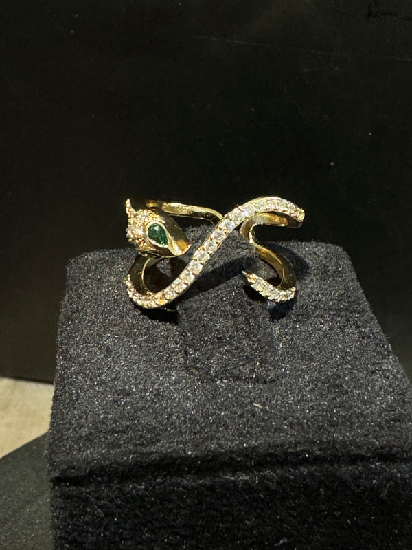 Artistically Designed Snake Zircon Studded Adjustable Ring