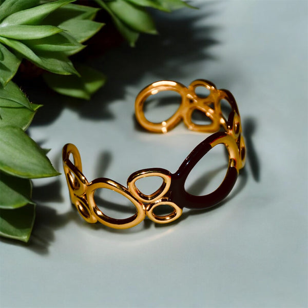 Broad Black And Gold Anti-Tarnish Bracelet