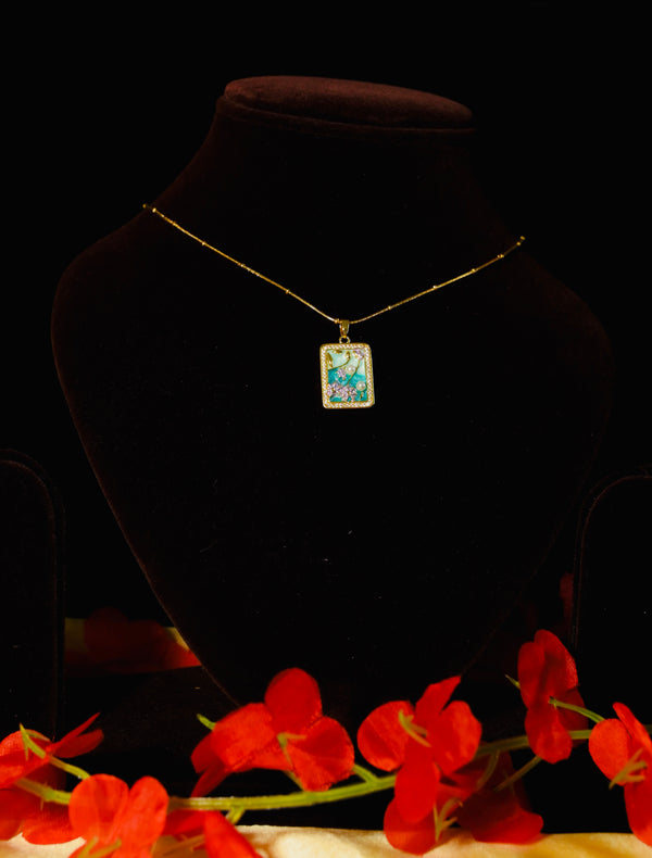 Elegant Gold Plated Floral Enamel Pendant