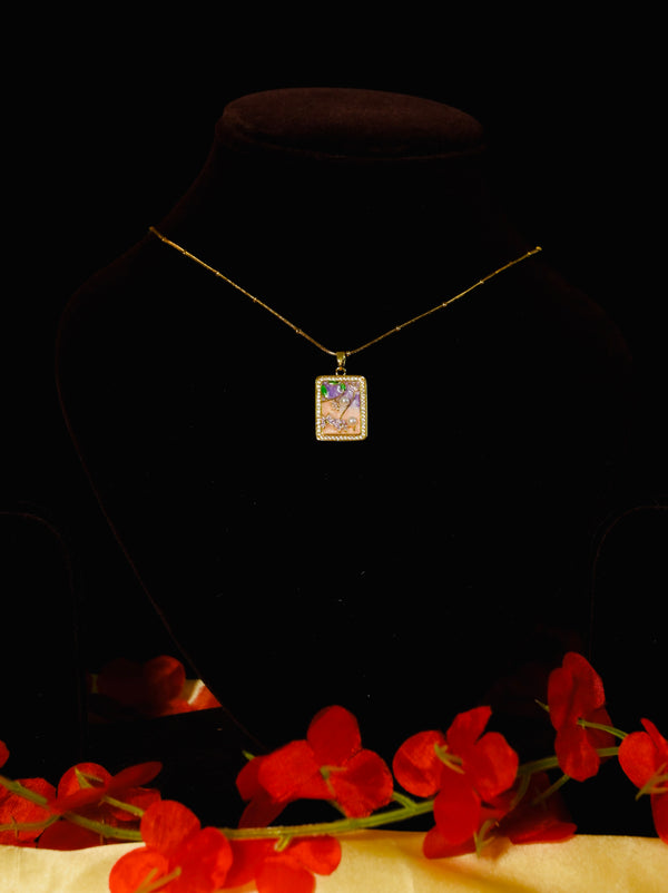 Elegant Gold Plated Floral Enamel Pendant