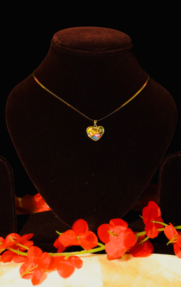 Multicolor Heart Shape Pendant Chain