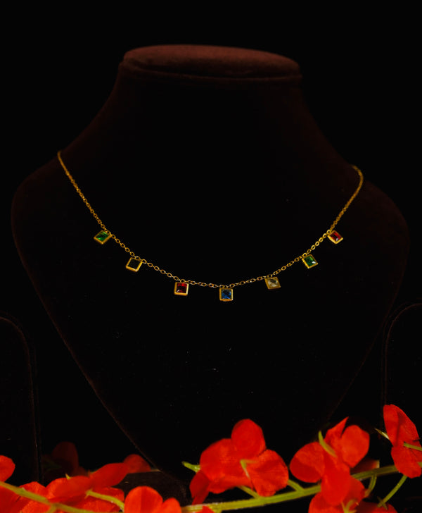 Square Stones Multicolor Necklace