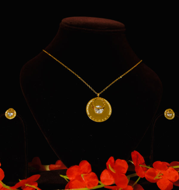 Round Shape Gold Plated Pendant Set