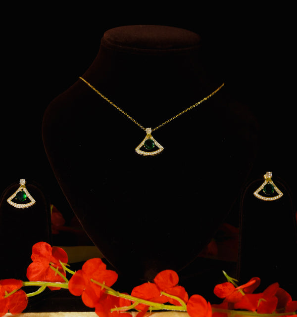 Emerald Pendant with Gold Plated Chain
