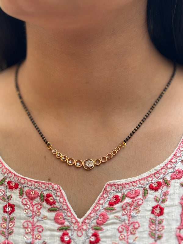 Buy Meraki Rose Gold Diamond Studded Mangalsutra