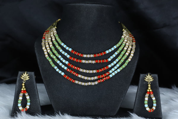 Crystal Multilayered Gold Plated Necklace