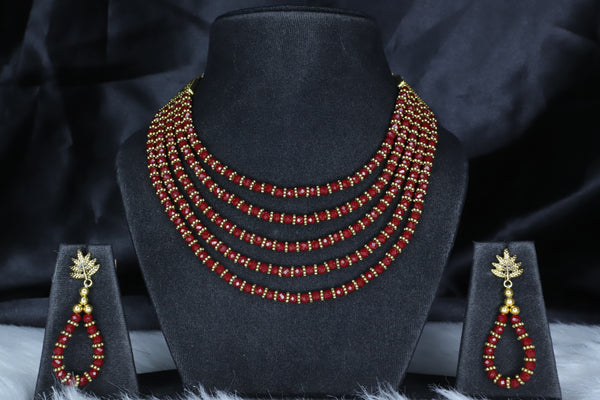 Crystal Multilayered Gold Plated Necklace