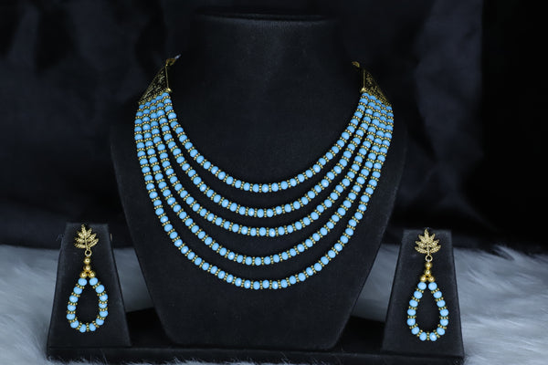 Crystal Multilayered Gold Plated Necklace