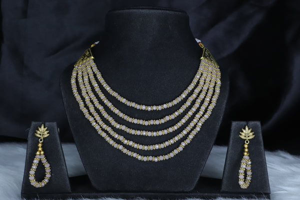 Crystal Multilayered Gold Plated Necklace