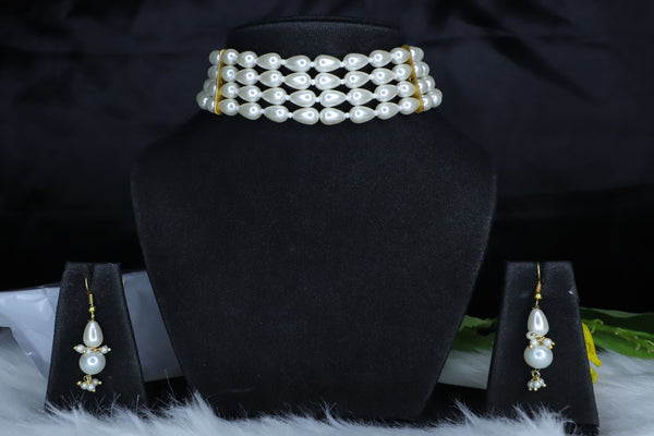 Tear Drop Pearl Choker Sets