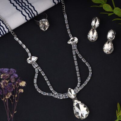 White Cubic Zirconia Stones American Diamond Set