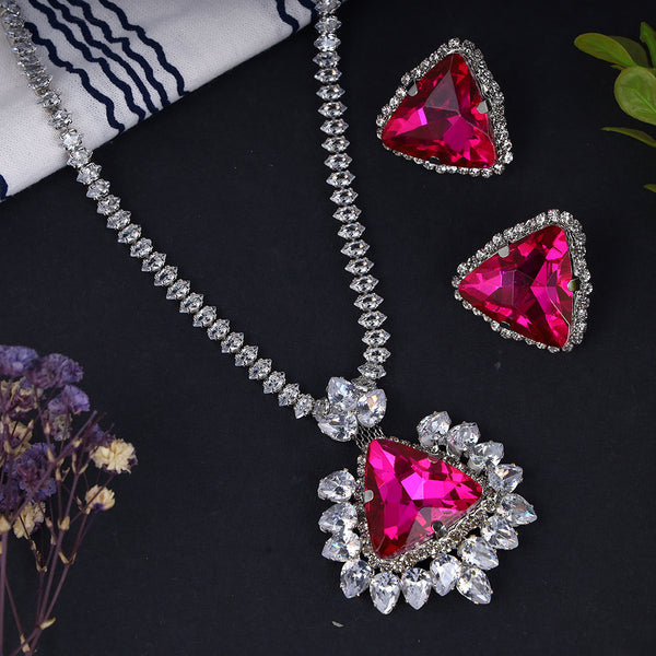 Stunning Triangle Ruby American Diamond Set