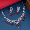 Dual Circle Sparkling AD Necklace Set