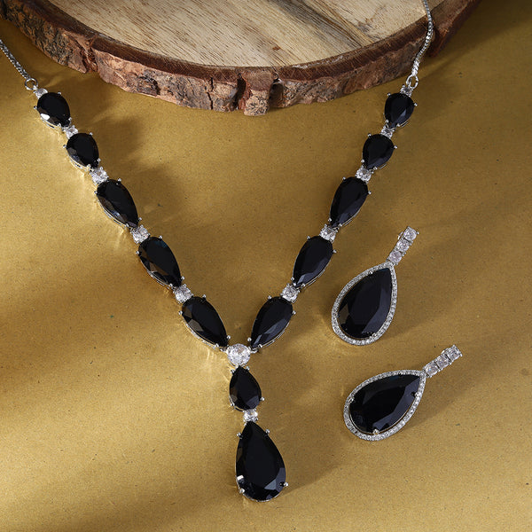 AD Black Stone Teardrop Jewelry Set