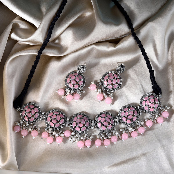 Indian Style Ethnic Silver Oxidized Choker Set