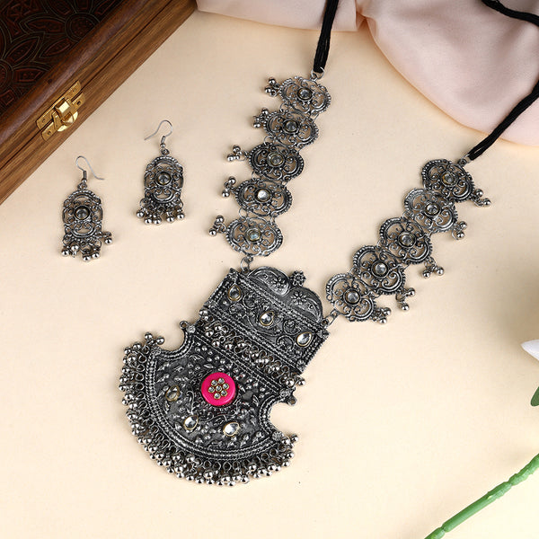 Traditional Oxidized Black Silver Necklace Set