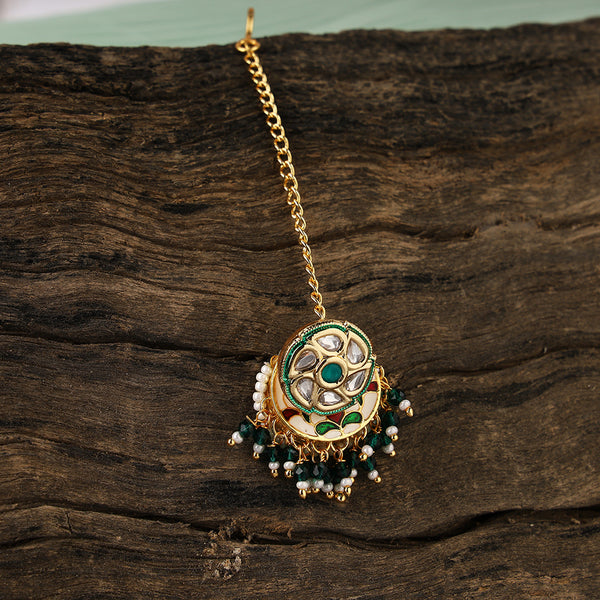 Gold Plated Meenakari Work Mangteeka