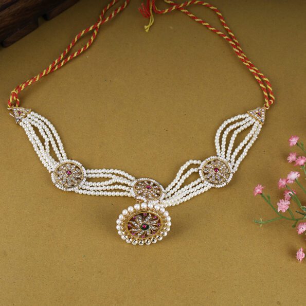 Multicolor Pearls Mathapatti Borla