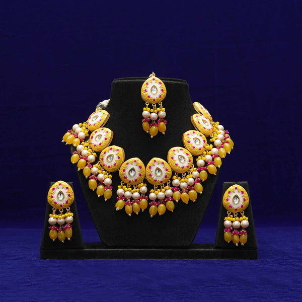 Pearl Flower Beaded Kundan Set