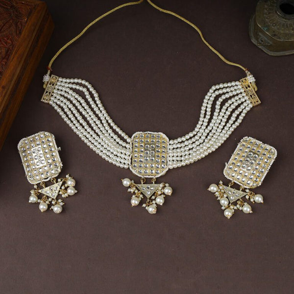 Stone & Pearl Beaded Choker Set