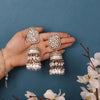 Beautiful Diamond Studded Pearl Beaded Jhumka Earrings