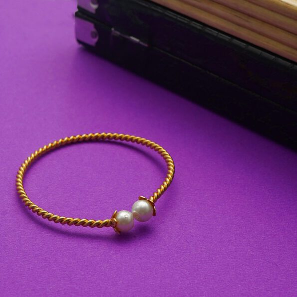Meraki Gold Plated Bracelet With White Beads