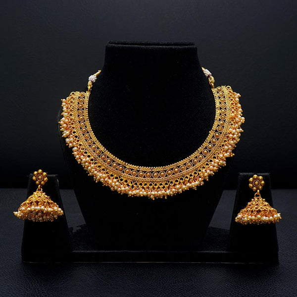 Meraki Gold Plated Choker Set With Pearls