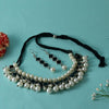 White Beads Round Pearl String Necklace with Earrings
