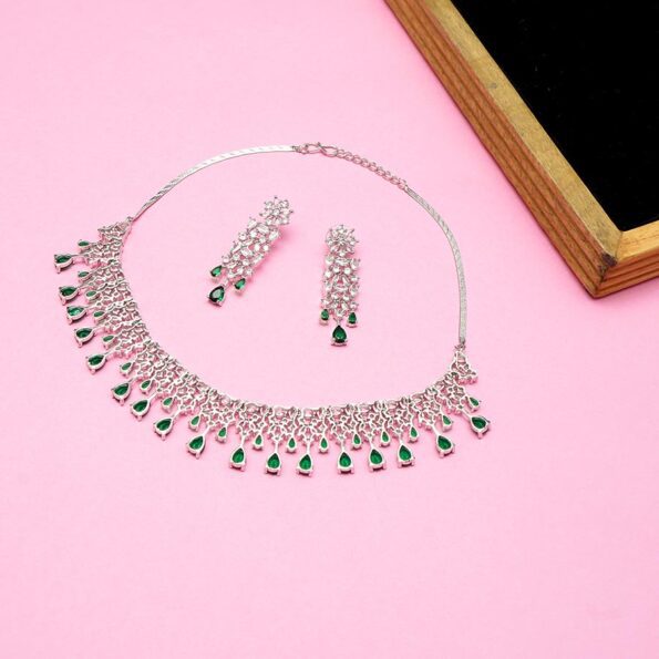 CZ Studded Diamond Look Necklace Set
