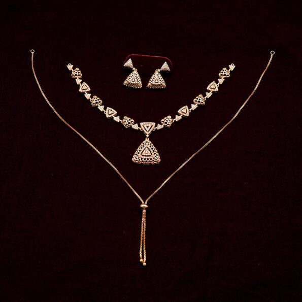 CZ Necklace with Rose Gold Plating Hip-hop Style