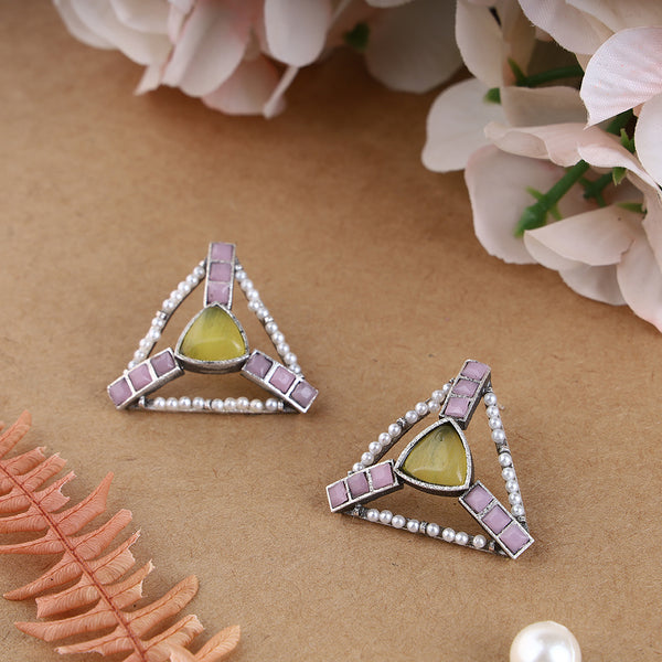 Triangle Shape Silver Earrings