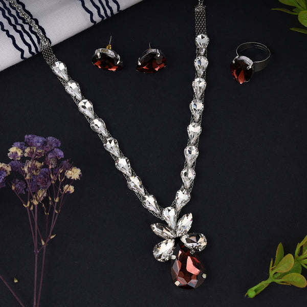 Floral Stone American Diamond Set