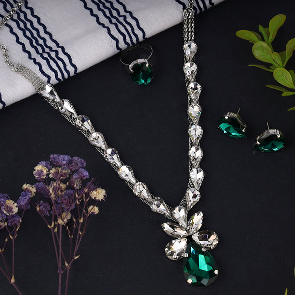 Floral Stone American Diamond Set