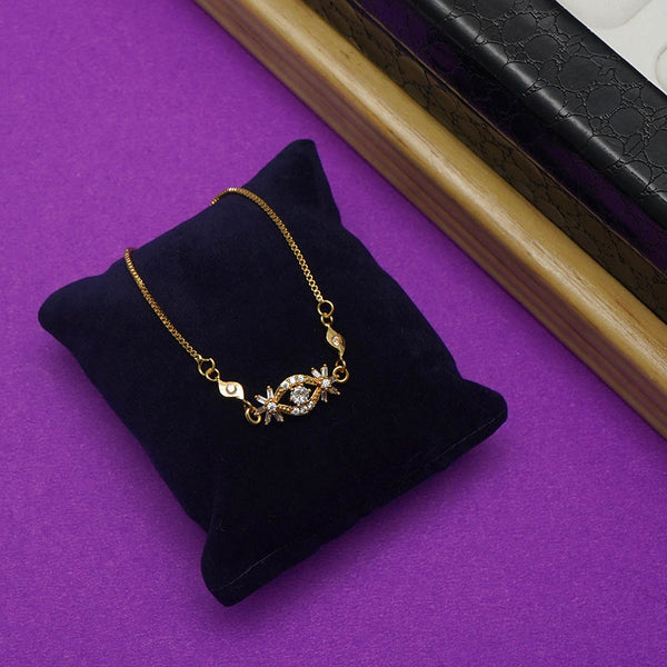 Meraki Gold Plated Bracelet With White Stone