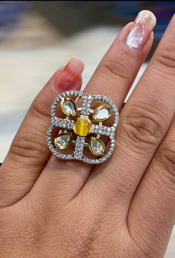 Champagne Color Square Ring Vintage Rings