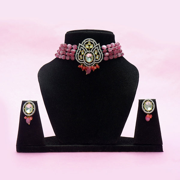 AD Maroon Beads Choker Set
