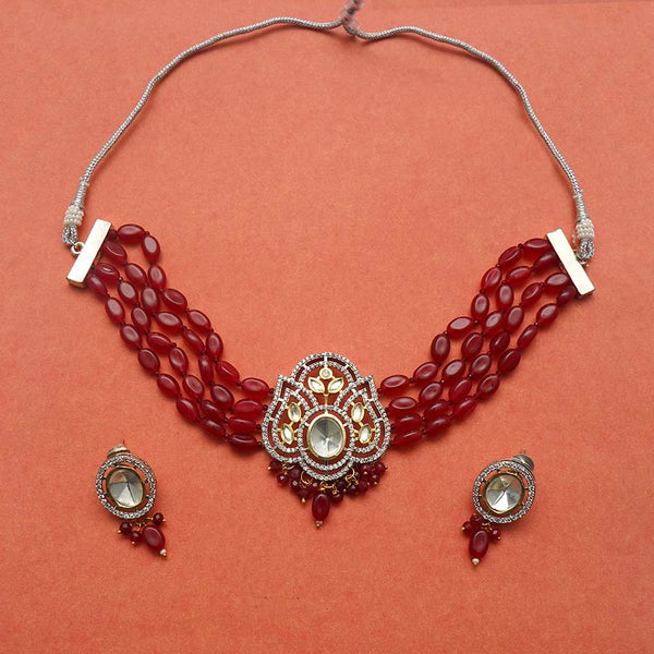 AD Maroon Beads Choker Set