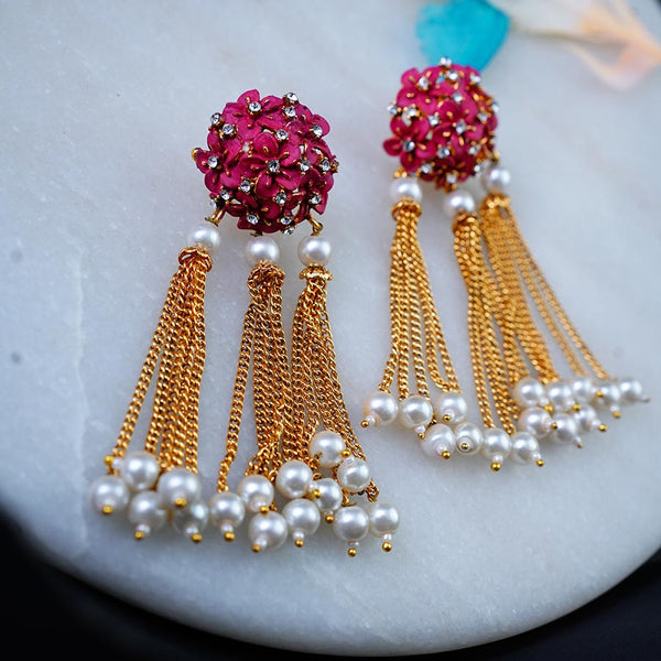 Faux Pearls Floral Earrings