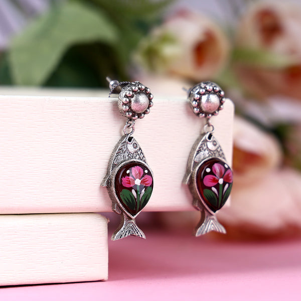 Fish Design Earring with Handprinted