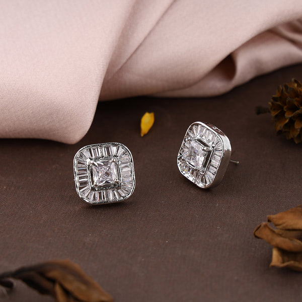 Classy Squar Cut Diamond Studs
