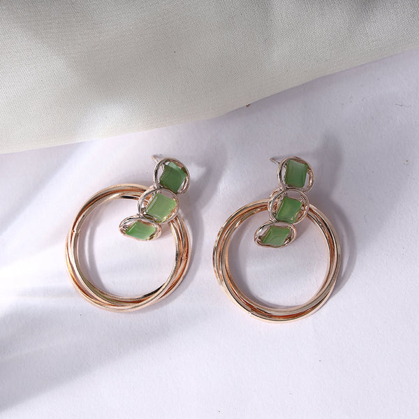 Round Cut Green Stone Earring